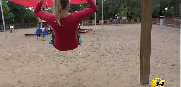  Katerina Hartlova naked in Public place and get fun on swing